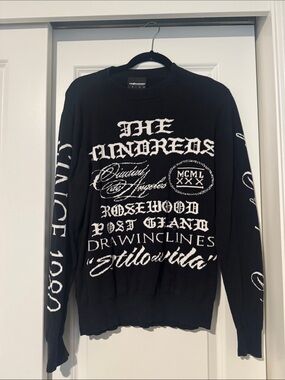 The Hundreds Black Crewneck Sweater with White Graphic Text